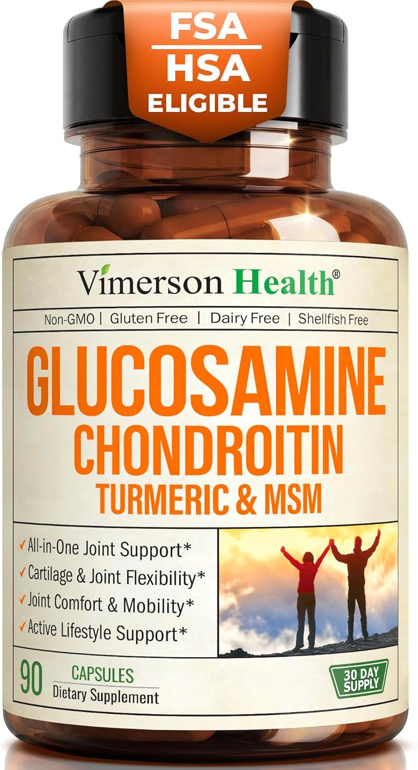 VIMERSON HEALTH GLUCOSAMINE CHONDROITIN TURMERIC Y MSM – 90 CÁPSULAS – SOPORTE INTEGRAL PARA ARTICULACIONES Y CARTÍLAGO - 1