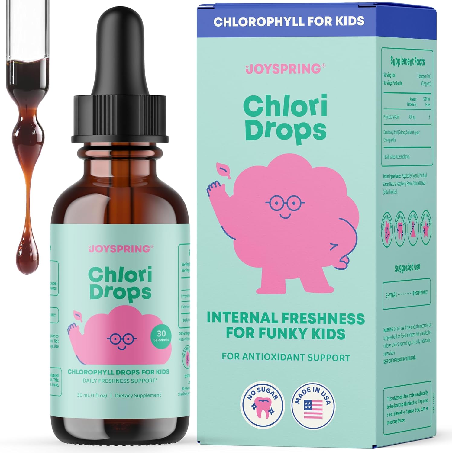JOYSPRING CHLORI DROPS – CLOROFILA LÍQUIDA PARA NIÑOS CON SOPORTE ANTIOXIDANTE Y BIENESTAR DIARIO - 2