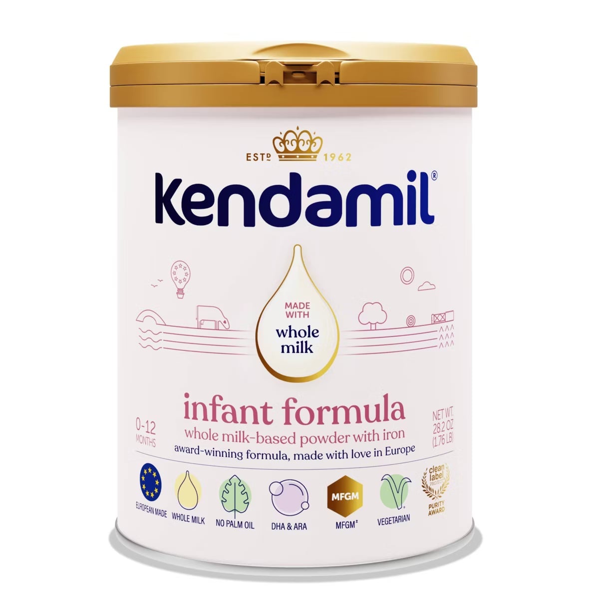 KENDAMIL INFANT FORMULA CON LECHE ENTERA, DHA, ARA, MFGM Y PREBIÓTICOS – 0 A 12 MESES – 800 G - 1