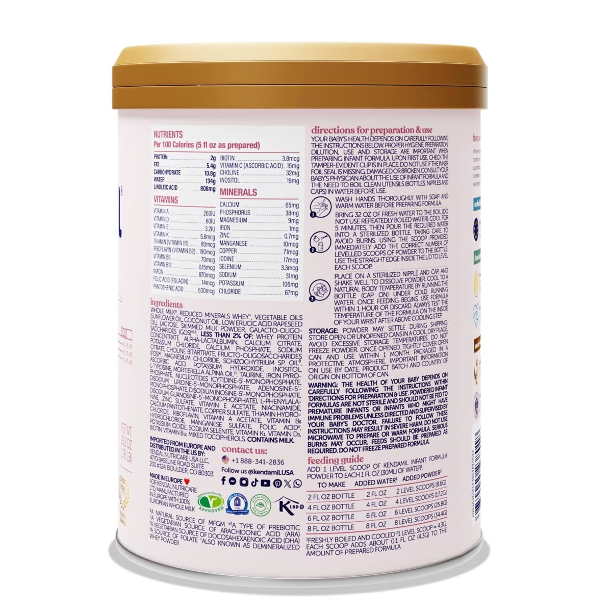 KENDAMIL INFANT FORMULA CON LECHE ENTERA, DHA, ARA, MFGM Y PREBIÓTICOS – 0 A 12 MESES – 800 G - 2