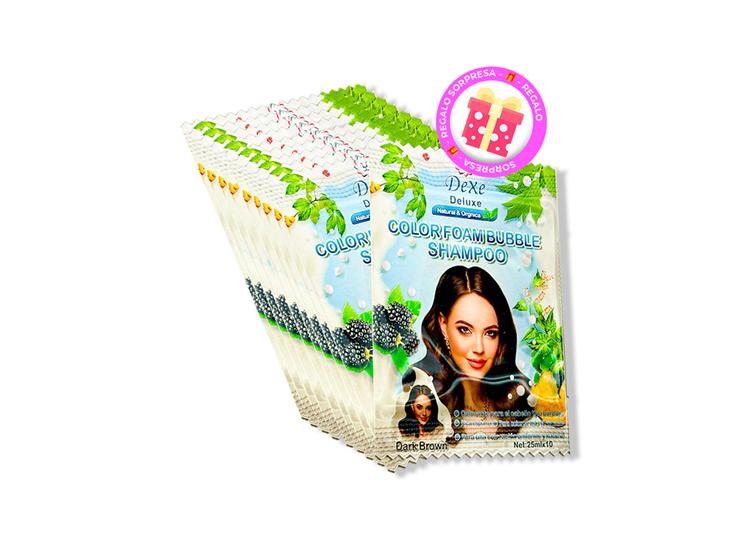 SHAMPOO DARK BROWN (MARRÓN OSCURO) - DEXE 25ML X 10 + REGALO - 1