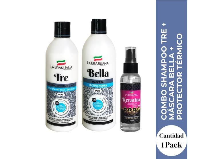 COMBO SHAMPOO TRE + MÁSCARA BELLA + PROTECTOR TÉRMICO – TRATAMIENTO PRO CABELLO - 1