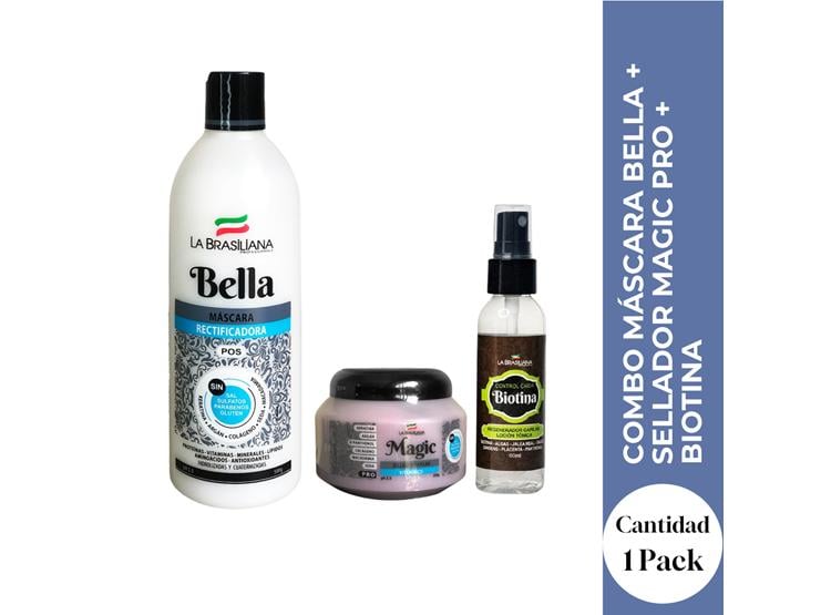 COMBO MÁSCARA BELLA + SELLADOR MAGIC PRO + BIOTINA 60ML – RUTINA CAPILAR NUTRICIÓN TOTAL - 1