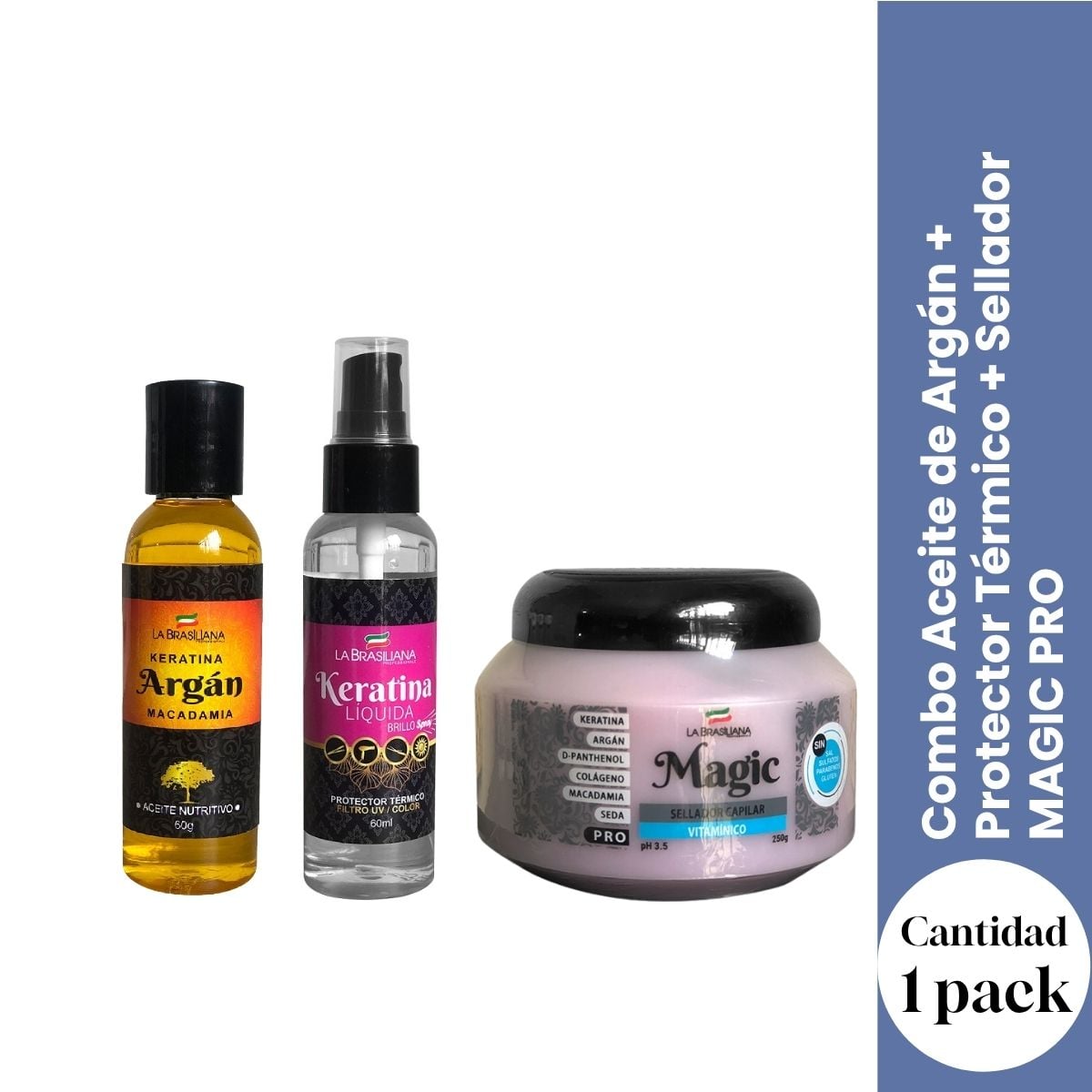 COMBO ACEITE DE ARGÁN + PROTECTOR TÉRMICO + SELLADOR MAGIC PRO – BRILLO Y SELLADO PRO - 1