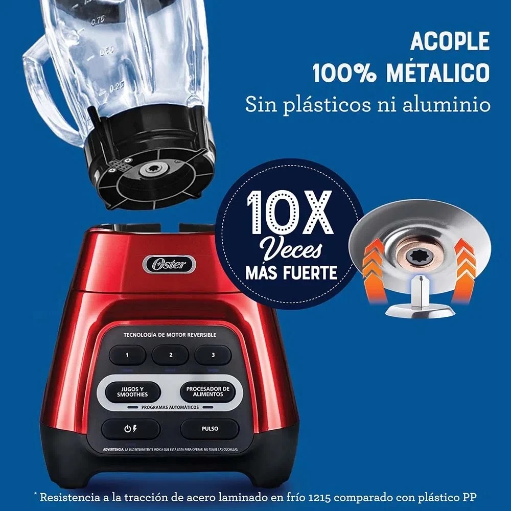 LICUADORA CON TECNOLOGÍA REVERSIBLE 1.5 LTS OSTER BLSTPYG1310RBG ROJO - 3