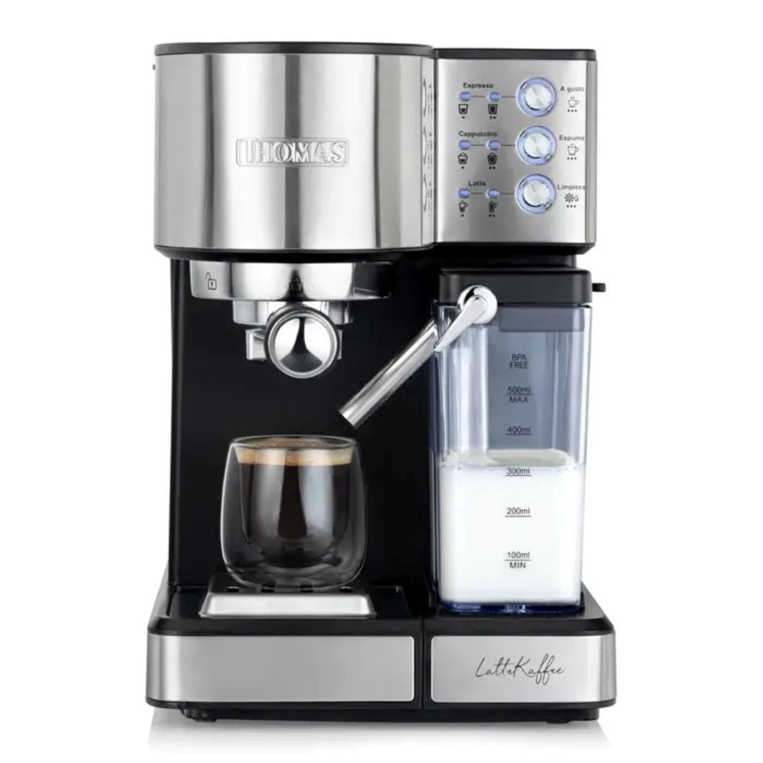 CAFETERA THOMAS ESPRESSO LATTEKAFFEE TH-160DELI PLATEADO NEGRO - 1