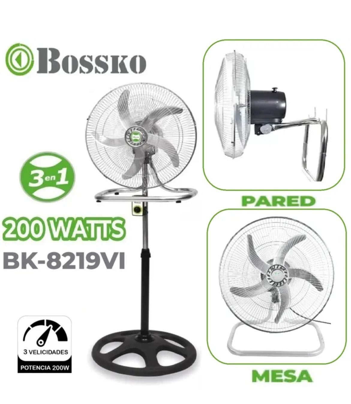 VENTILADOR DE 200W - 5 ASPAS BOSSKO BK-8219VI - 3