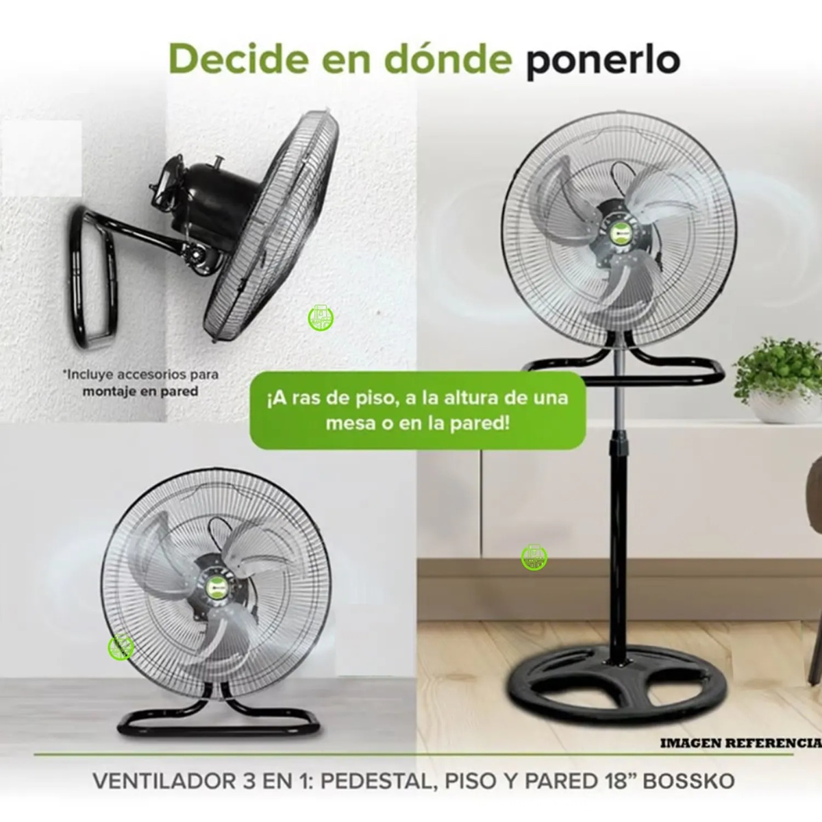 VENTILADOR SEMI -INDUSTRIAL 3 ASPAS BOSSKO-200 WATTS -BK-8218VING - 3