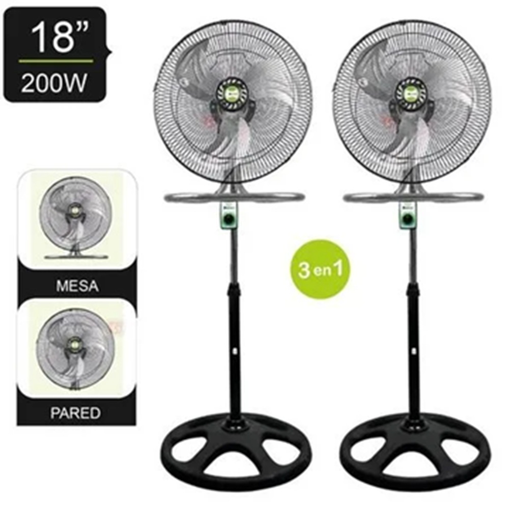 PACK 2 UND VENTOILADOR SEMI -INDUSTRIAL 3 ASPAS BOSSKO - 200 WATTS -BK-8218VING - 1