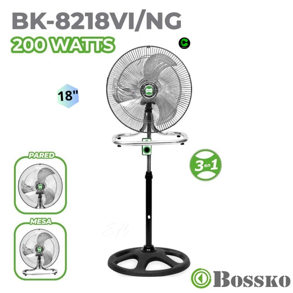 PACK 2 UND VENTOILADOR SEMI -INDUSTRIAL 3 ASPAS BOSSKO - 200 WATTS -BK-8218VING - 2