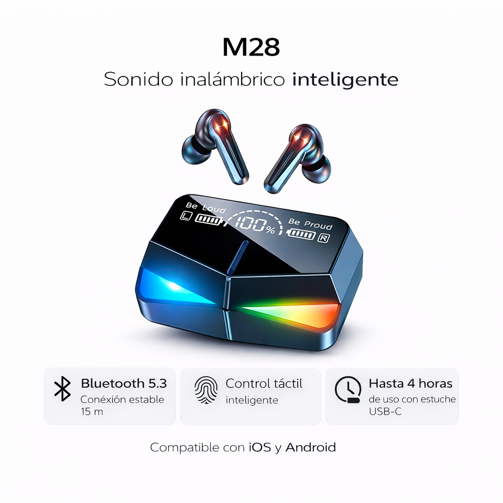 AUDÍFONOS BLUETOOTH M28 GAMER - 3