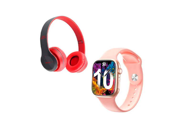 AUDIFONOS P47 MÁS ROJO SMARTWATCH I10 PRO MAX ROSA - 1