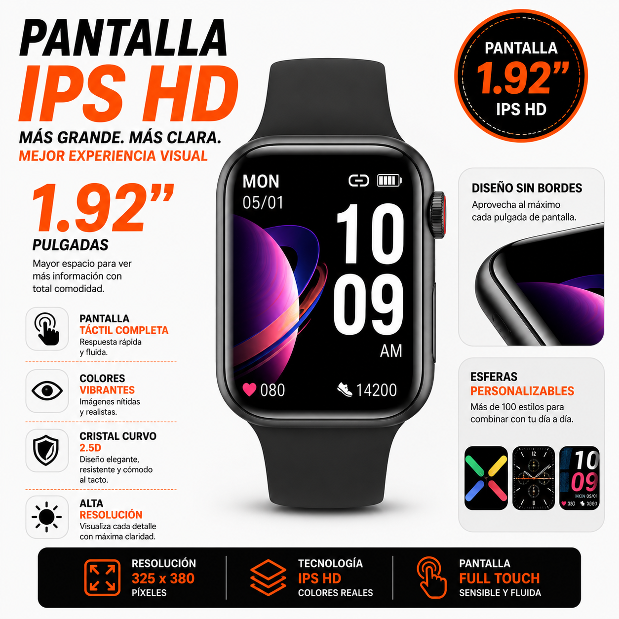 Smartwatch T900 Pro Max GL Negro Bluetooth Llamadas Pantalla 1.92" Android iPhone - 3