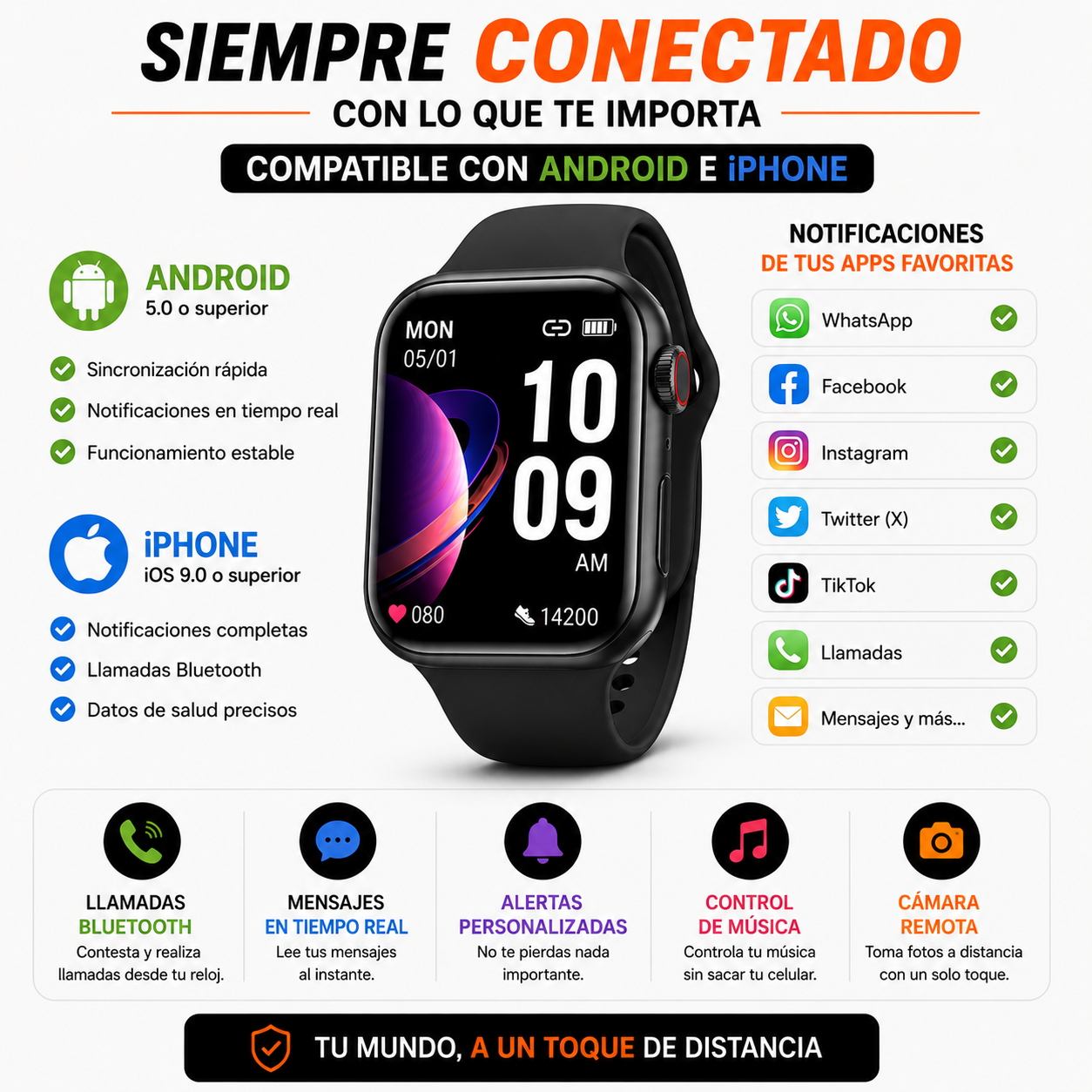 Smartwatch T900 Pro Max GL Rosado Bluetooth Llamadas Pantalla 1.92 Android iPhone - 4