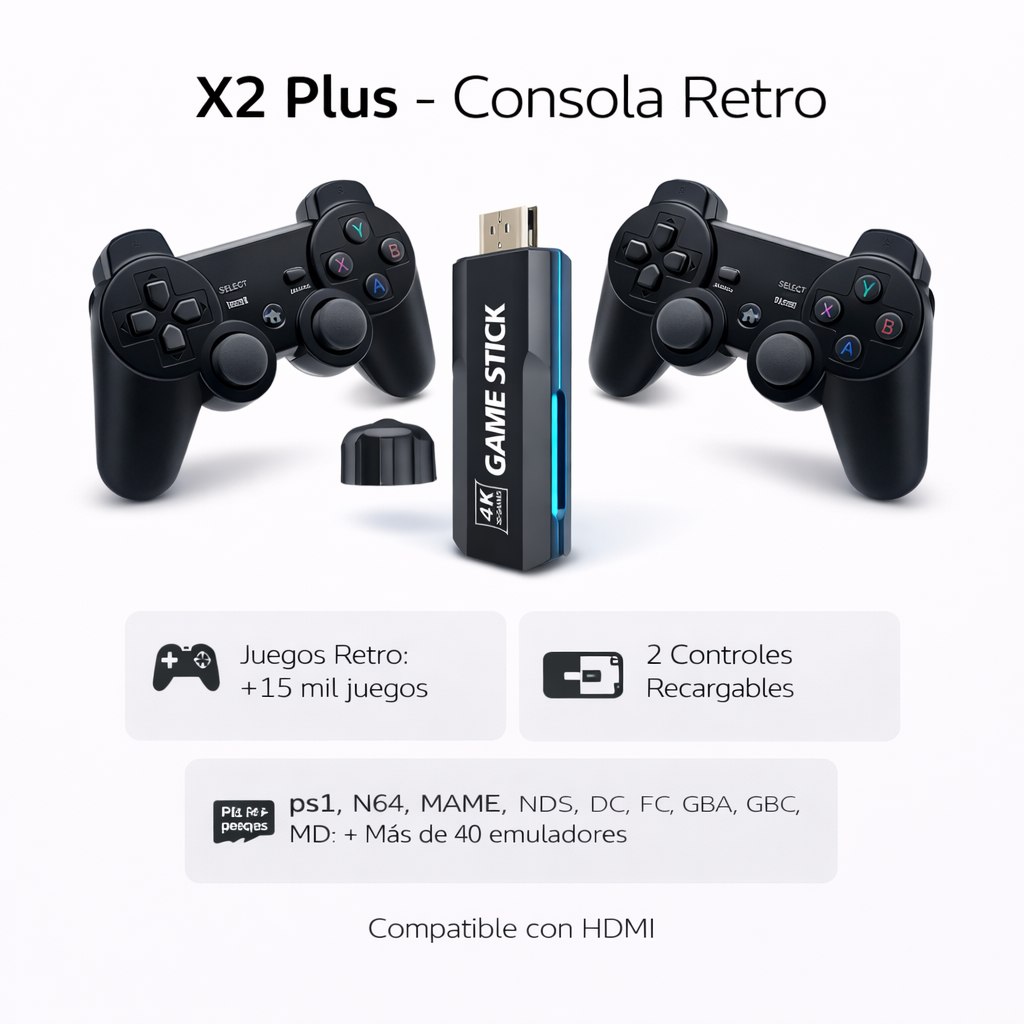 CONSOLA GAME STICK X2 PLUS 30000 JUEGOS MANDOS RECARGABLES - 3