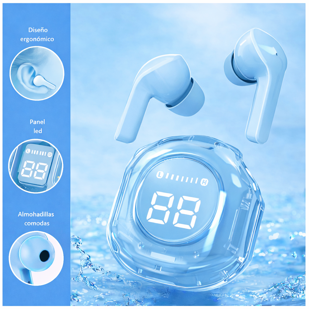 AUDÍFONOS GAMER AIR39 INALÁMBRICOS CELESTE - 2
