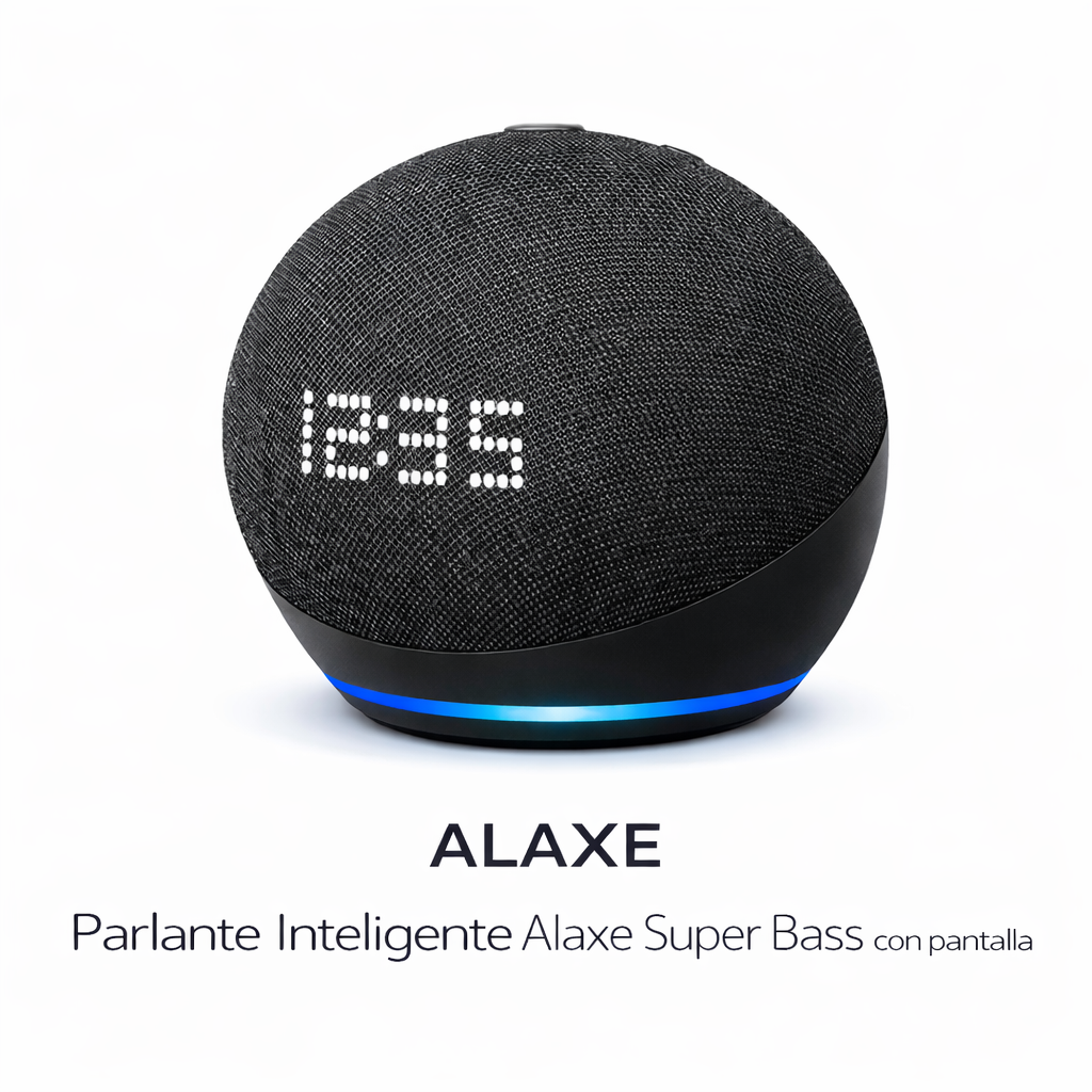 PARLANTE INTELIGENTE ALAXE BLUETOOTH CON COMANDO DE VOZ BLANCO PANTALLA - 2