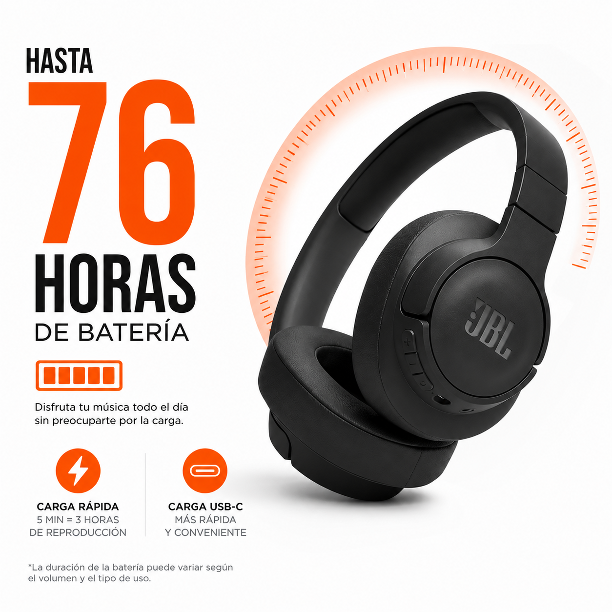 AUDÍFONOS JBL TUNE 720BT BLUETOOTH OVER EAR NEGRO - 3