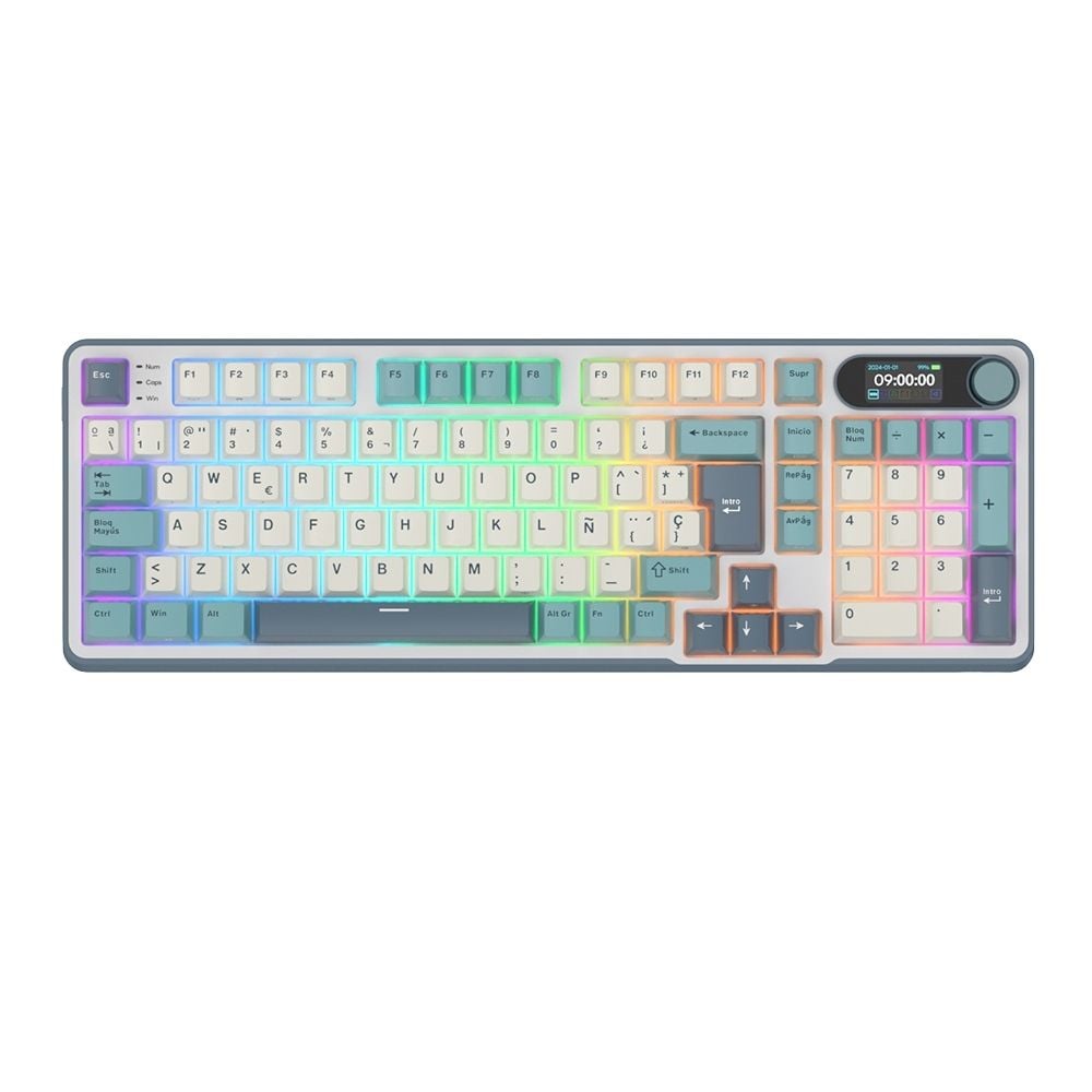 TECLADO ROYAL KLUDGE RK-S98 INALAMBRICO LIGTH CLOUD - 1