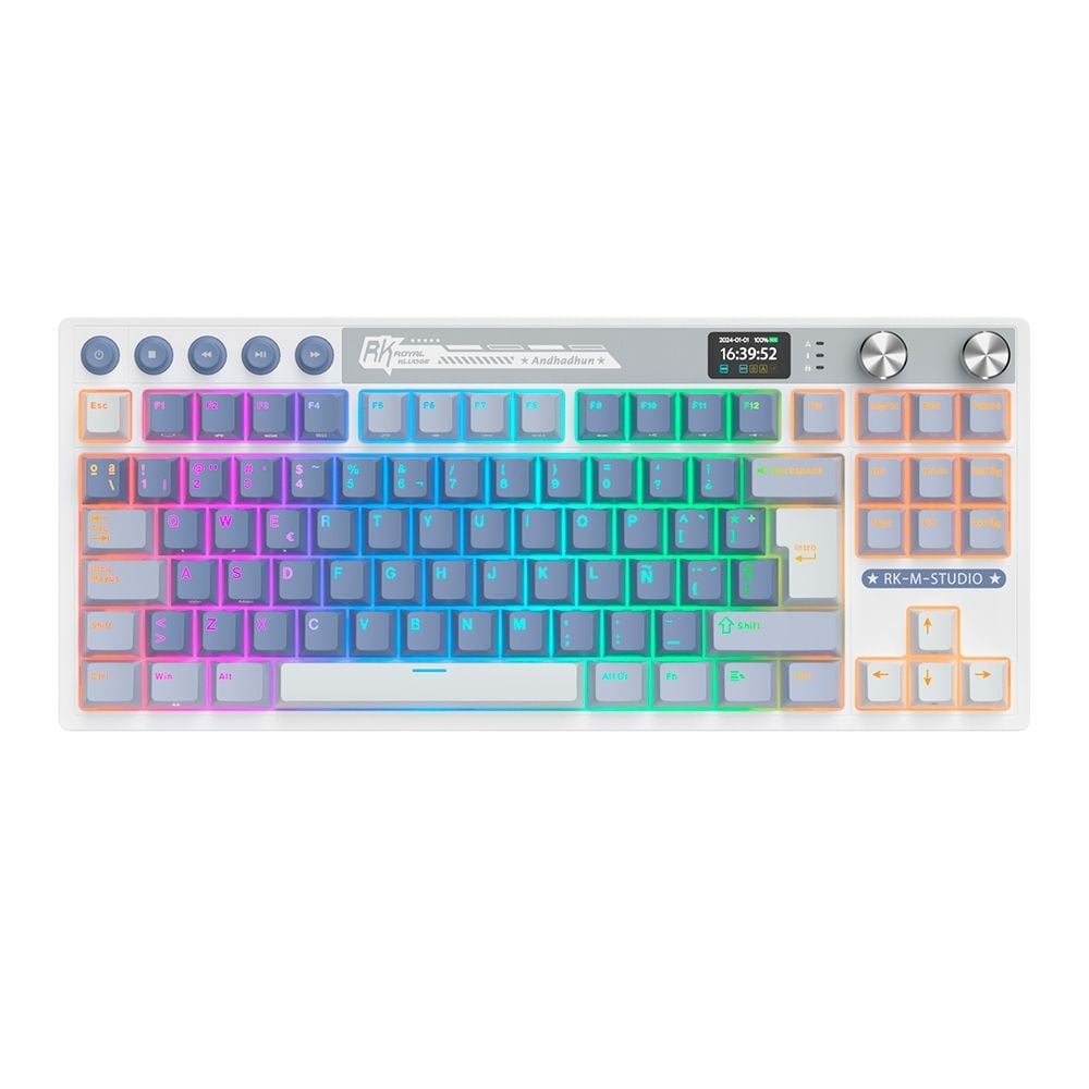 TECLADO ROYAL KLUDGE RK-M87 OCEAN BLUE-CREAMY SWITCH - 1