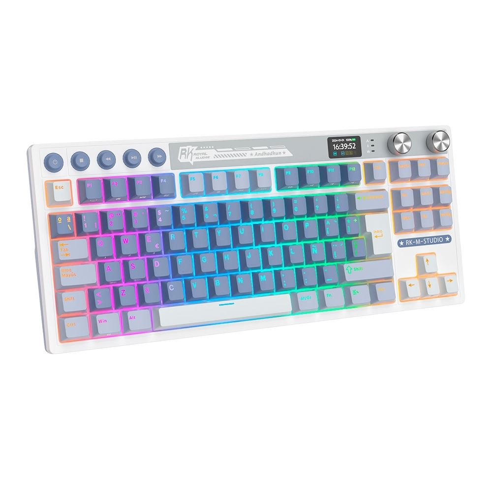 TECLADO ROYAL KLUDGE RK-M87 OCEAN BLUE-CREAMY SWITCH - 2