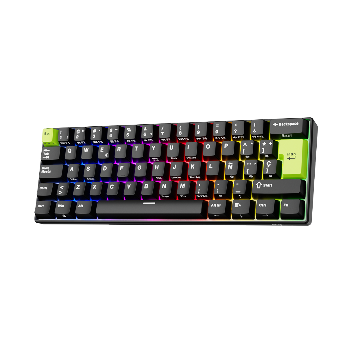TECLADO MECÁNICO ROYAL KLUDGE RK-C61 ESPAÑOL BLACK GREEN - 1