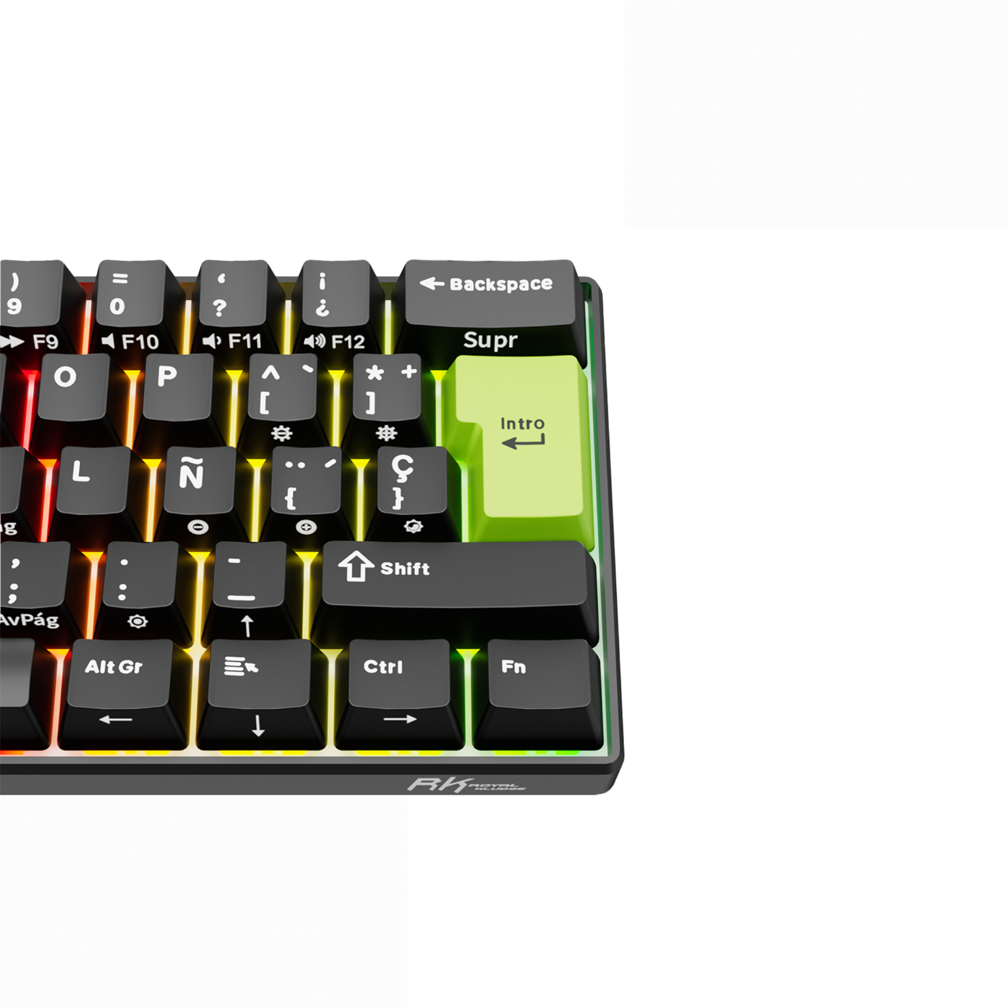 TECLADO MECÁNICO ROYAL KLUDGE RK-C61 ESPAÑOL BLACK GREEN - 2