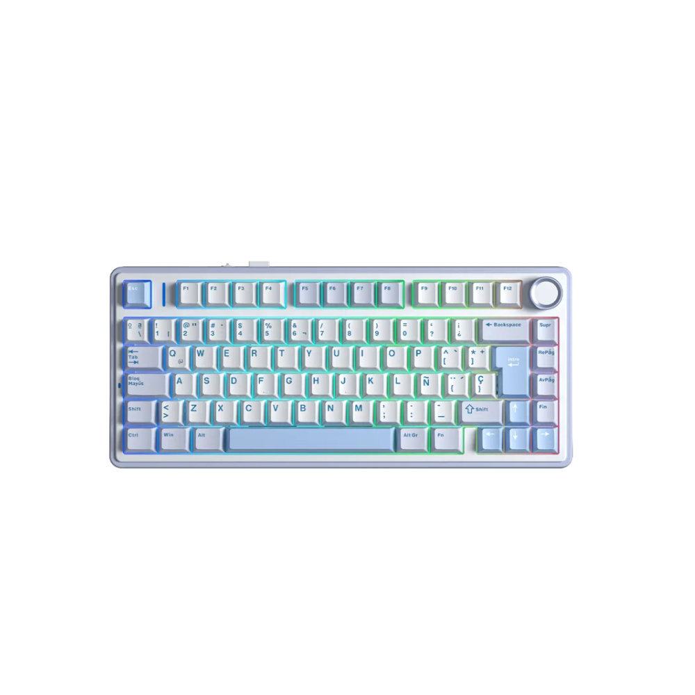 TECLADO AULA F75 RGB INALAMBRICO ESPAÑOL WHITE/CYAN - REAPER SWITCH - 1