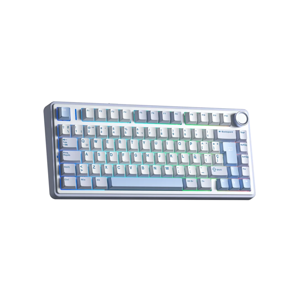 TECLADO AULA F75 RGB INALAMBRICO ESPAÑOL WHITE/CYAN - REAPER SWITCH - 2