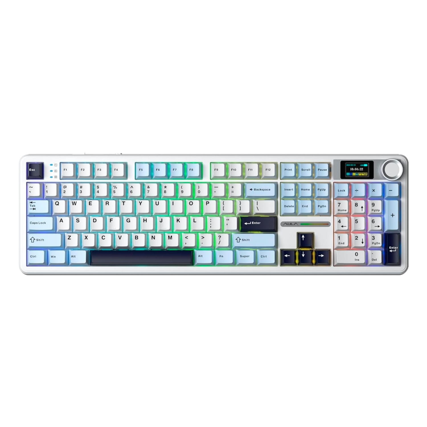 TECLADO F108 PRO INALAMBRICO INGLES BLUE/WHITE/DARK PURPLE - FLOWER SWITCH - 1