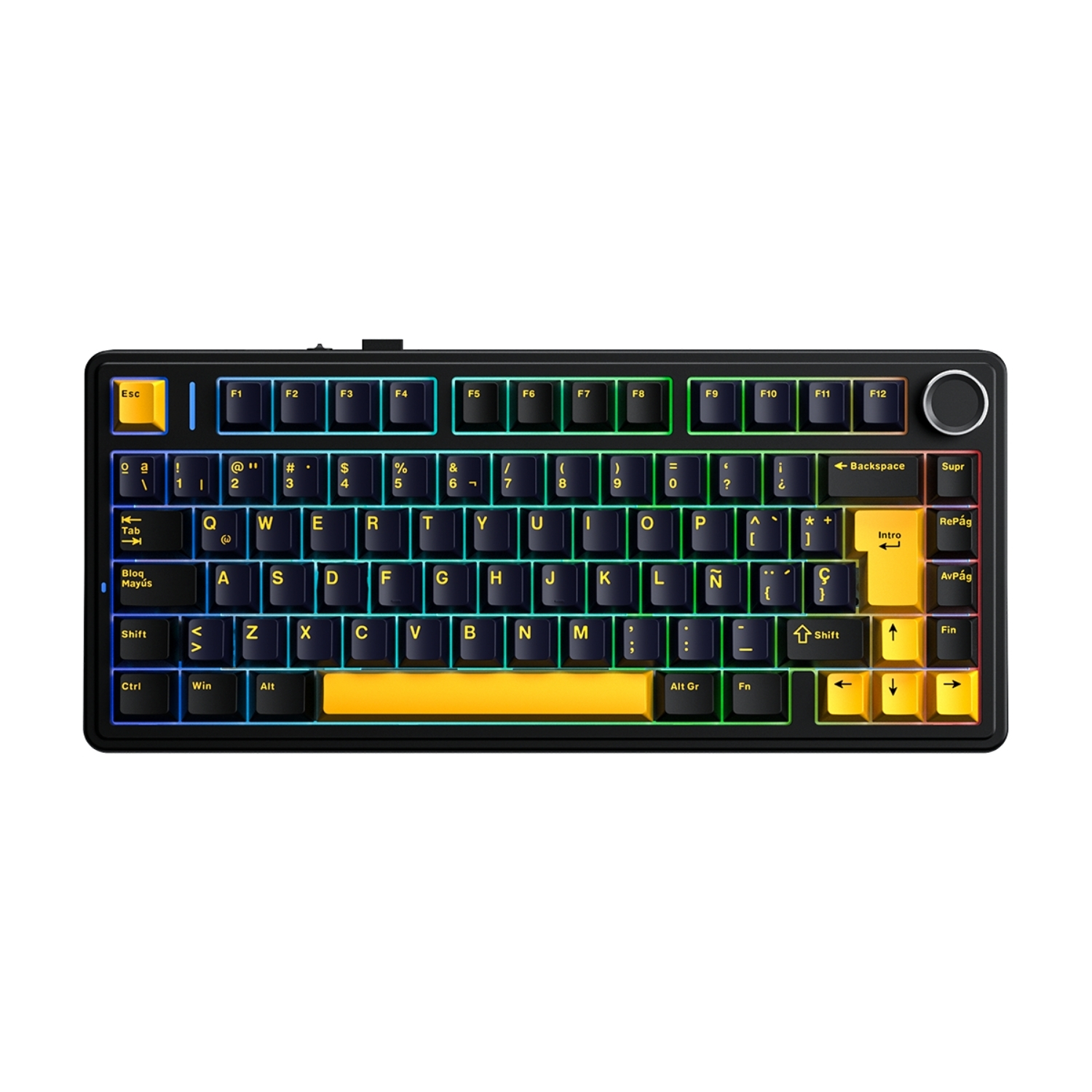 TECLADO AULA F75 RGB INALAMBRICO ESPAÑOL BLACK/YELLOW-REAPER SWITCH - 1