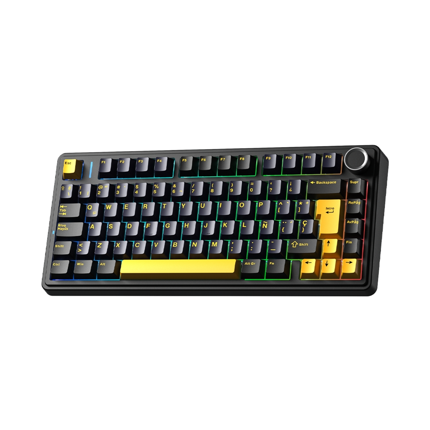 TECLADO AULA F75 RGB INALAMBRICO ESPAÑOL BLACK/YELLOW-REAPER SWITCH - 2