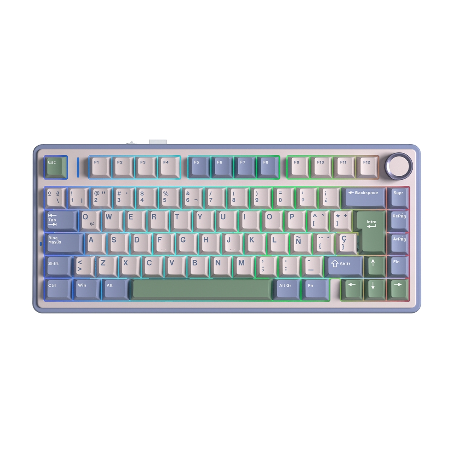 TECLADO AULA F75 RGB INALAMBRICO ESPAÑOL PURPLE/BEIGE/GREEN PASTEL - 1