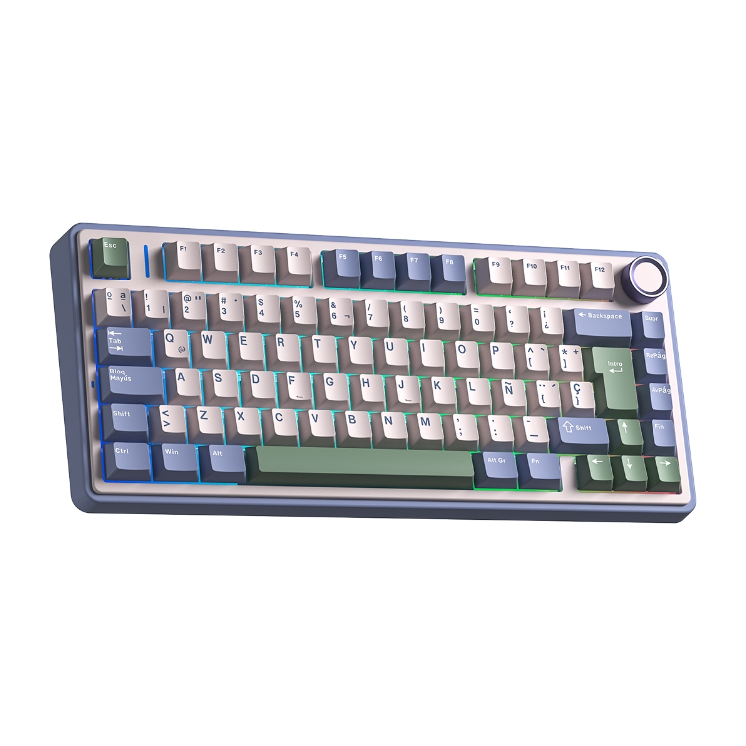 TECLADO AULA F75 RGB INALAMBRICO ESPAÑOL PURPLE/BEIGE/GREEN PASTEL - 3