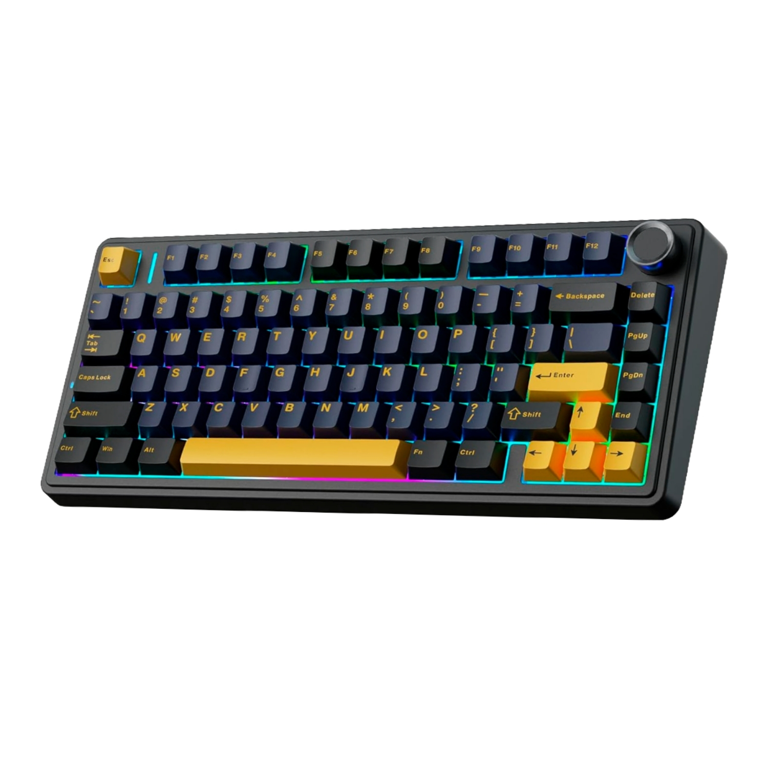 TECLADO AULA F75 WIND BLACK+DARK BLUE+ORANGE CABLEADO - 1