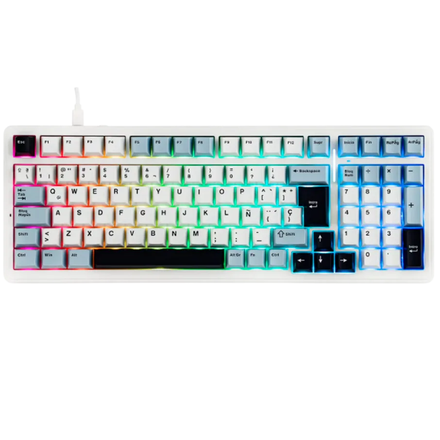 TECLADO AULA F99 CABLEADO ESPAÑOL BLUE/WHITE/DARK PURPLE - GRAY WOOD V3 SWITCH - 1