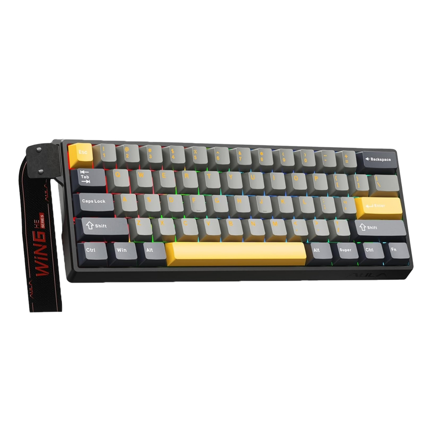 TECLADO AULA WIN60HE MAX CABLEADO BLACK/GREY/YELLOW-MAGNETIC - 2