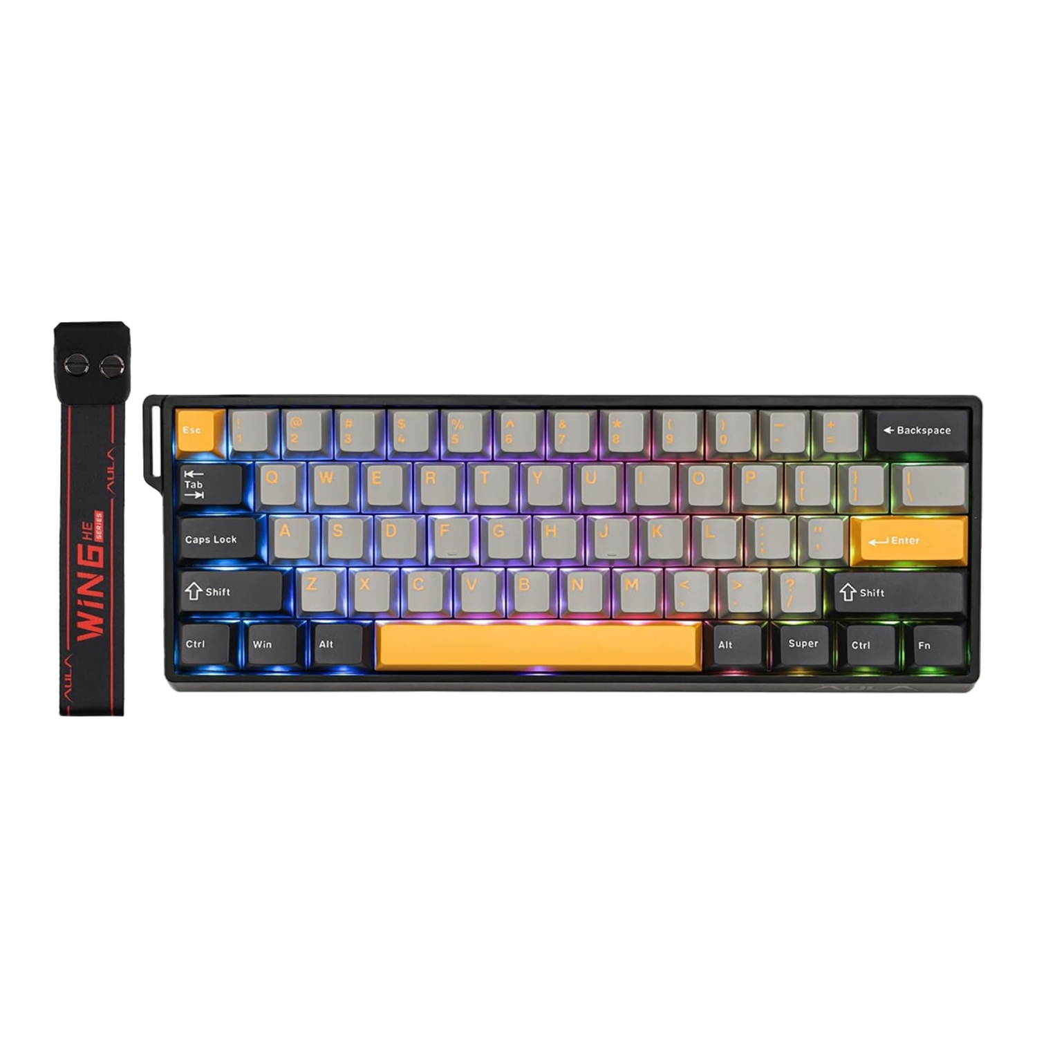TECLADO AULA WIN60HE MAX CABLEADO BLACK/GREY/YELLOW-MAGNETIC - 3
