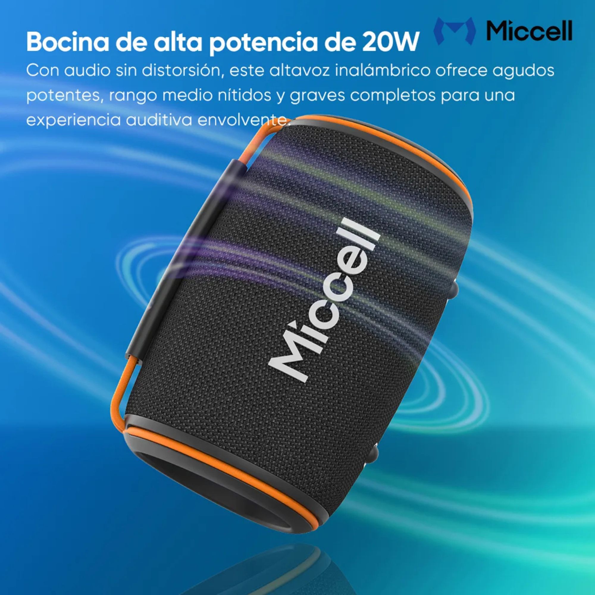 MICCELL PARLANTE PORTÁTIL BLUETOOTH 20W CON SONIDO ESTÉREO Y CONEXIÓN TWS - 4