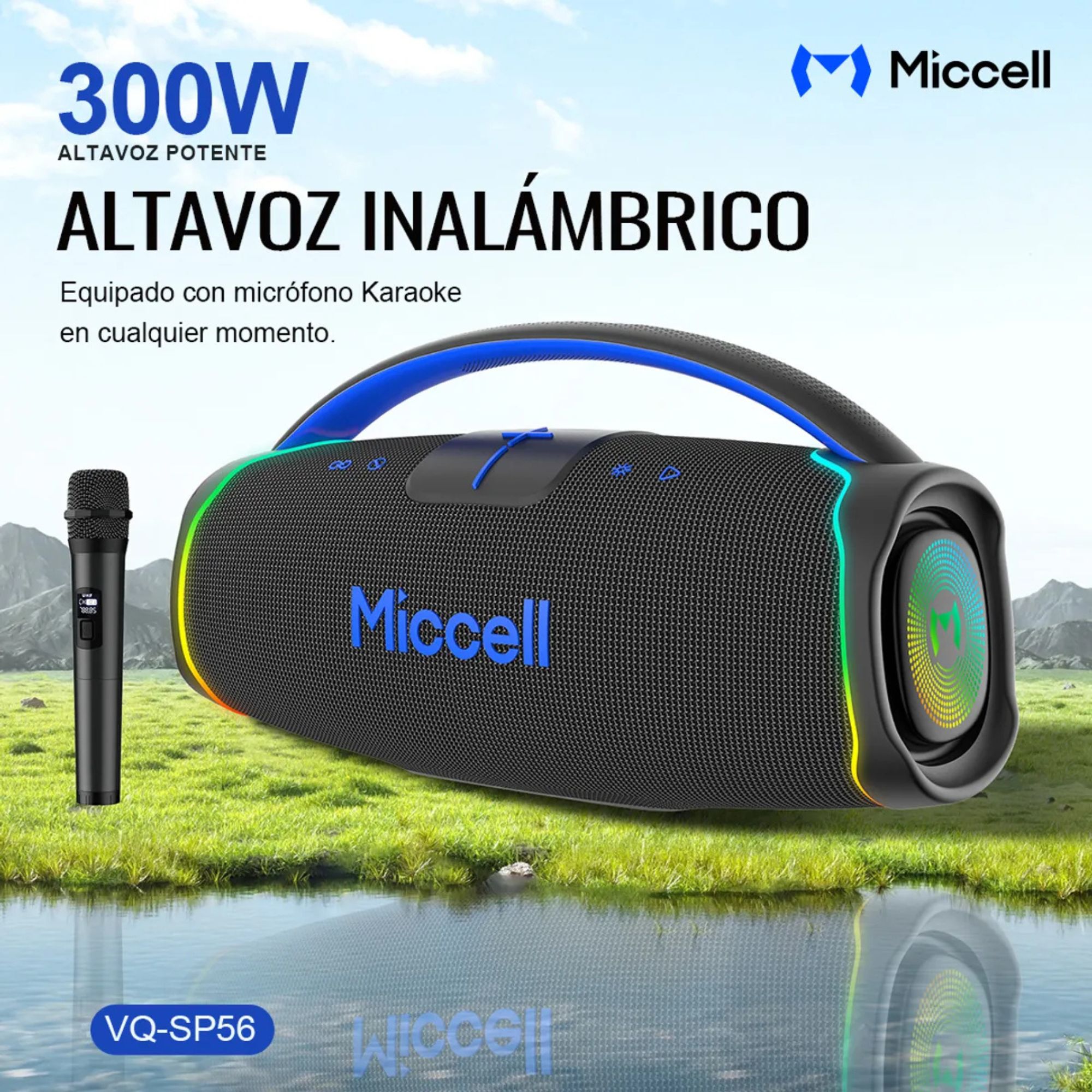 MICCELL PARLANTE BLUETOOTH PORTÁTIL SP56 DE 300W CON MICRÓFONO - 2
