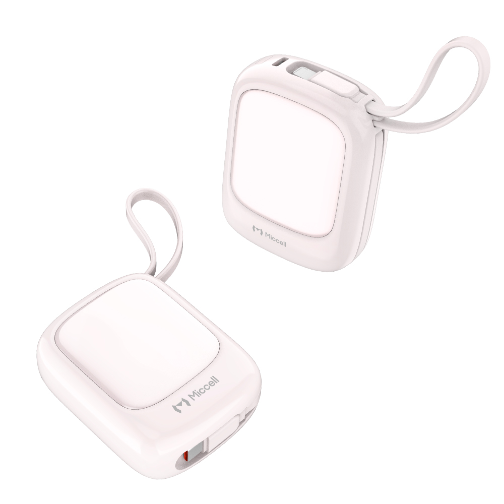 MICCELL 10000MAH POWER BANK PD225W CON CABLE INTEGRADO Y CARGA RÁPIDA TYPE-C PINK - 2