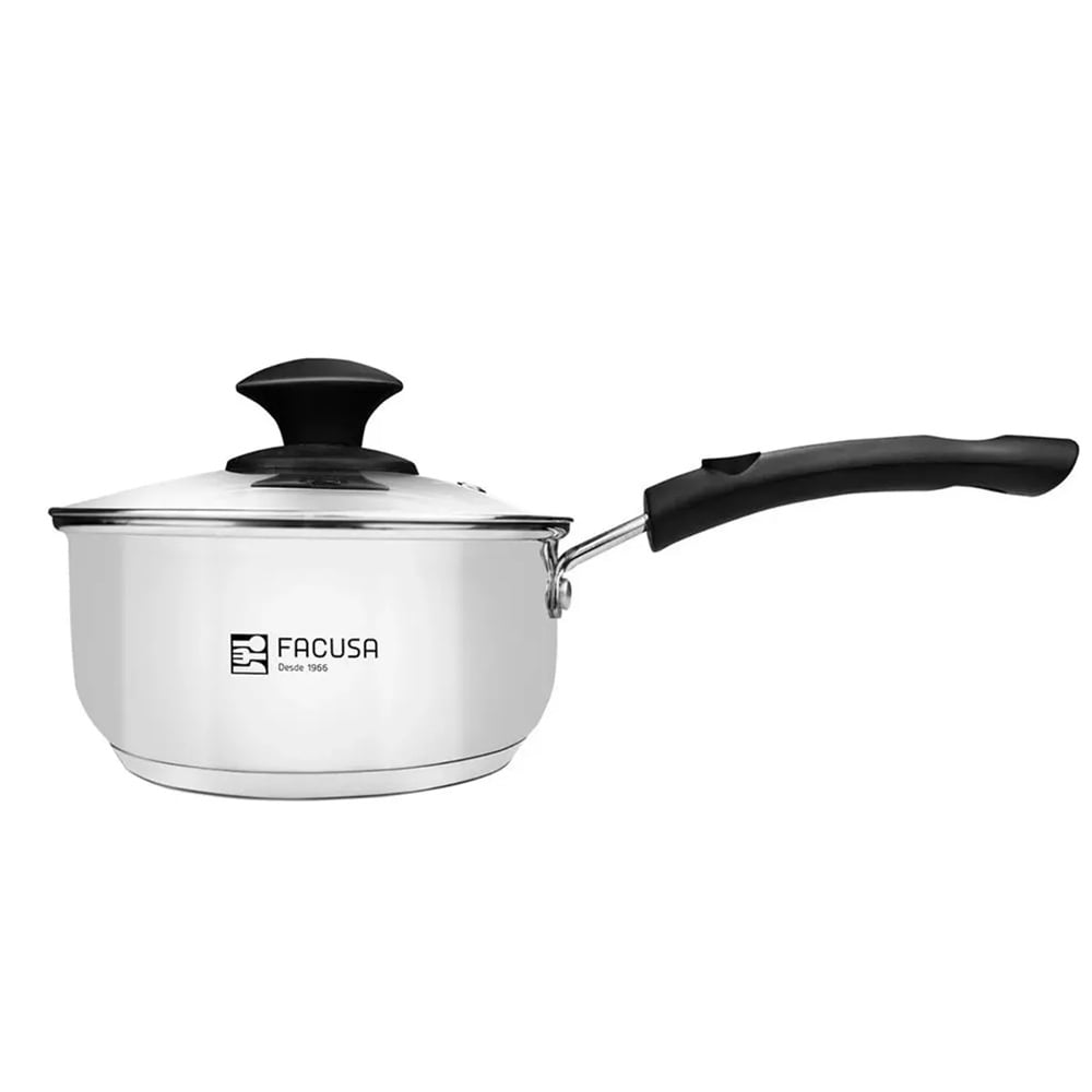 OLLA CACEROLA FACUSA CLASICA DE ACERO INOXIDABLE 16 CM CON TAPA - 1