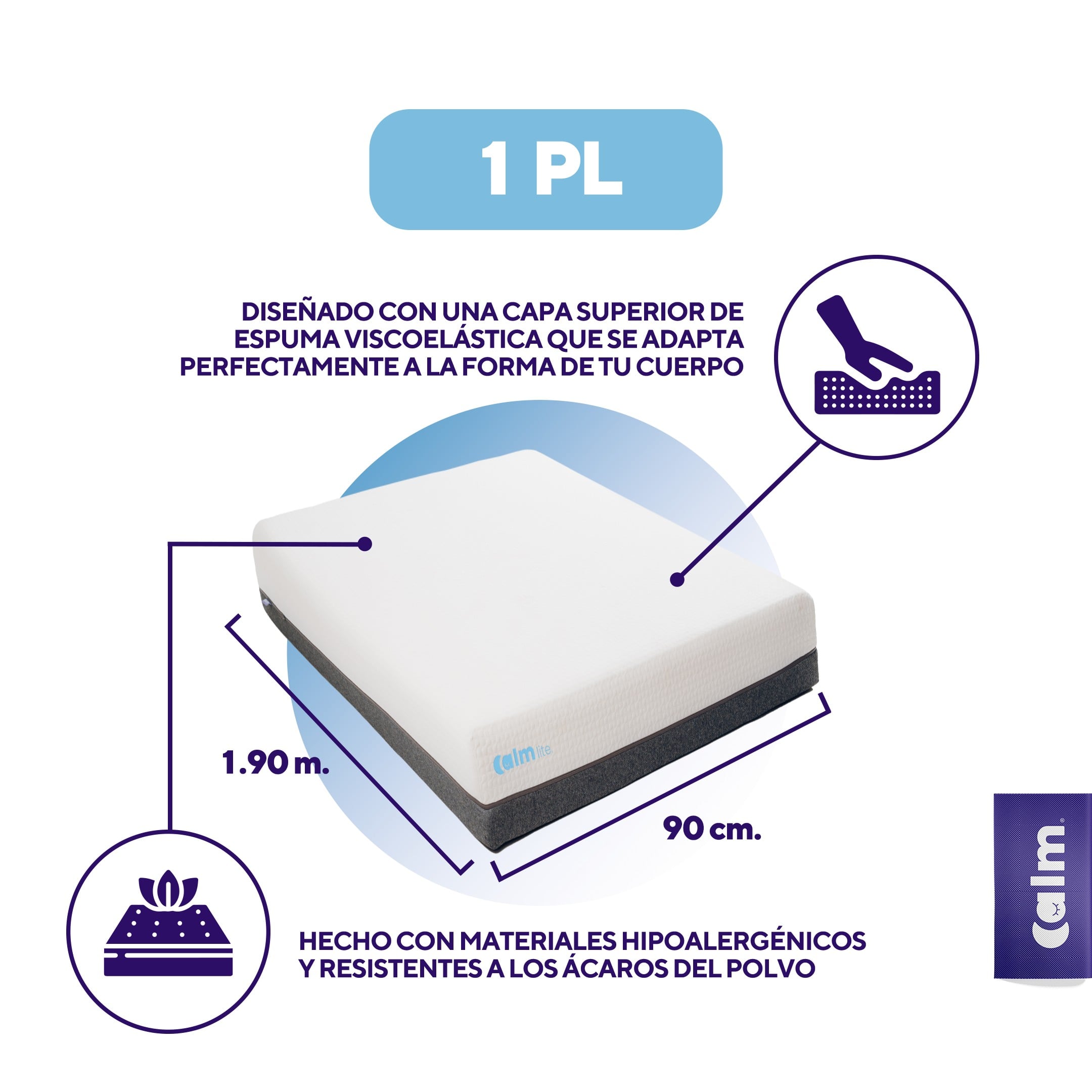 COLCHÓN CALM LITE MEMORY FOAM 1 PLAZA - 2
