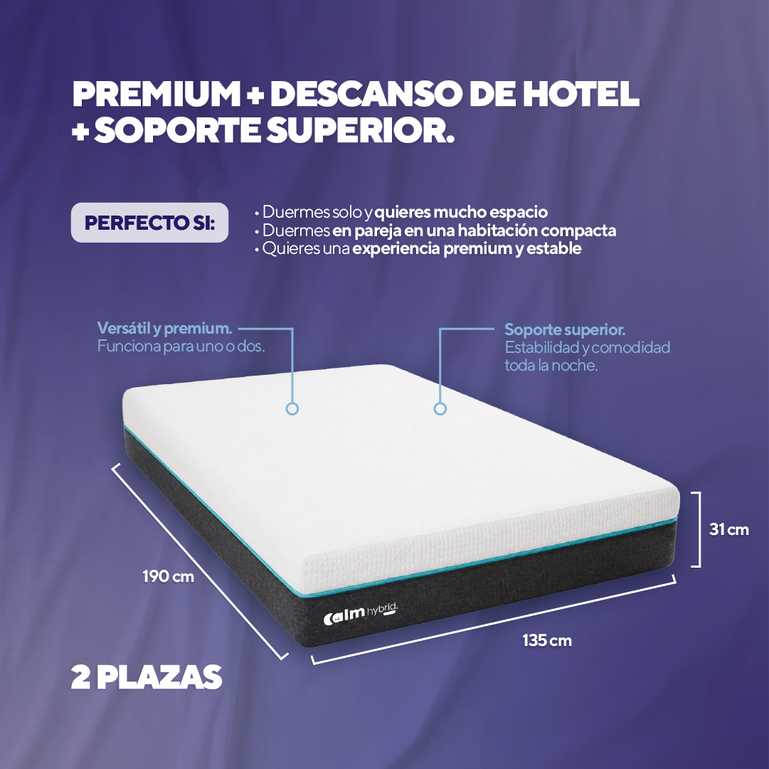 PACK COLCHÓN HYBRID DE MEMORY FOAM 2 PLZ + 2 ALMOHADA CALM MEMORY COOLING - 5