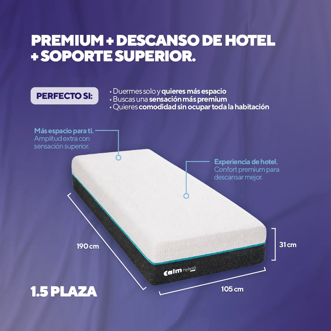 PACK COLCHÓN HYBRID DE MEMORY FOAM 1.5 PLZ + 1 ALMOHADA CALM MEMORY PRO - 4