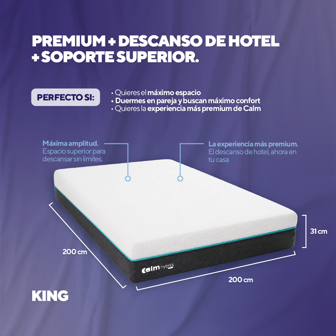 PACK COLCHÓN HYBRID DE MEMORY FOAM KING + 2 ALMOHADAS CALM MEMORY COOLING - 4