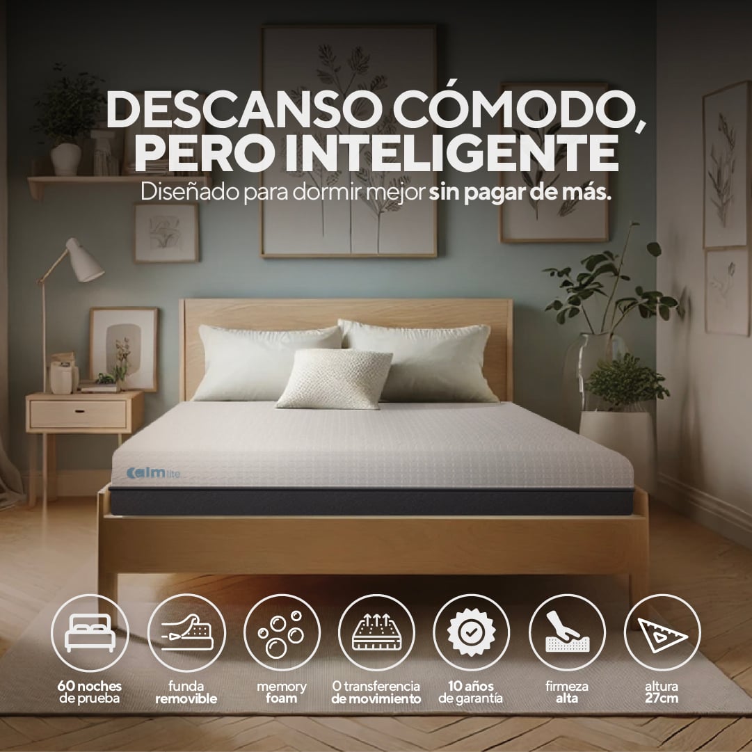 PACK COLCHÓN LITE DE MEMORY FOAM 1 PLZ + 1 ALMOHADA CALM MEMORY PRO - 1