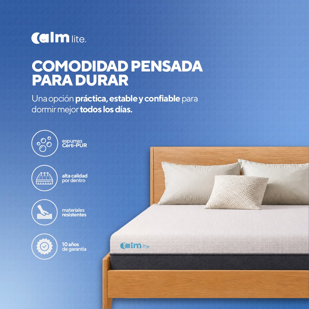 PACK COLCHÓN LITE DE MEMORY FOAM 1 PLZ + 1 ALMOHADA CALM MEMORY PRO - 2
