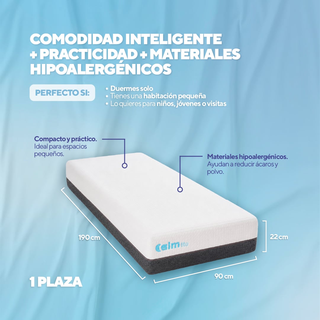 PACK COLCHÓN LITE DE MEMORY FOAM 1 PLZ + 1 ALMOHADA CALM MEMORY PRO - 4