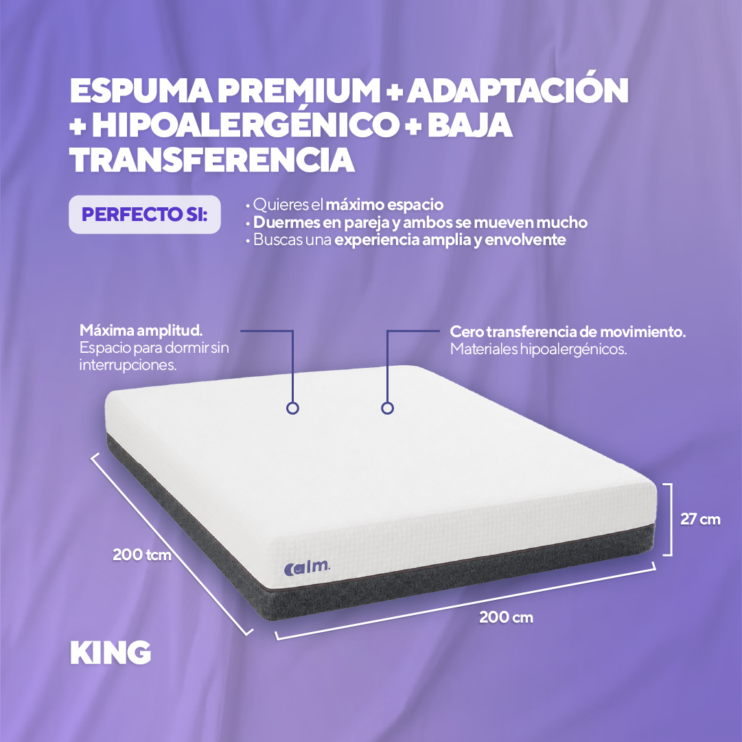 PACK COLCHÓN CALM DE MEMORY FOAM KING + 2 ALMOHADAS CALM MEMORY PRO - 4